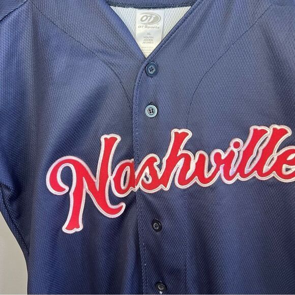 OT Sports Nashville Sounds Navy Replica Button Up Jersey Youth XL Navy Baseball - Picture 4 of 11